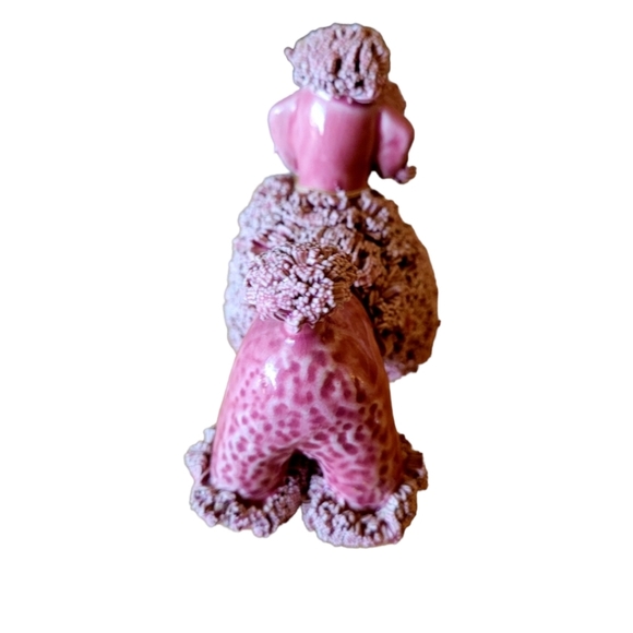 Vintage 1950's Pink Spaghetti French Poodle Miniature Dog Figurine Ceramic - Picture 3 of 6